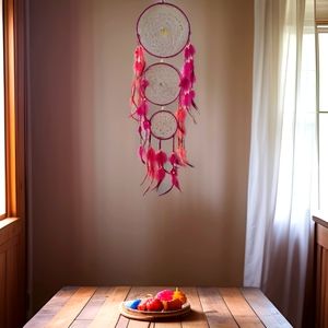 Dreamcatcher Pink Beaded Wall/Window Decor